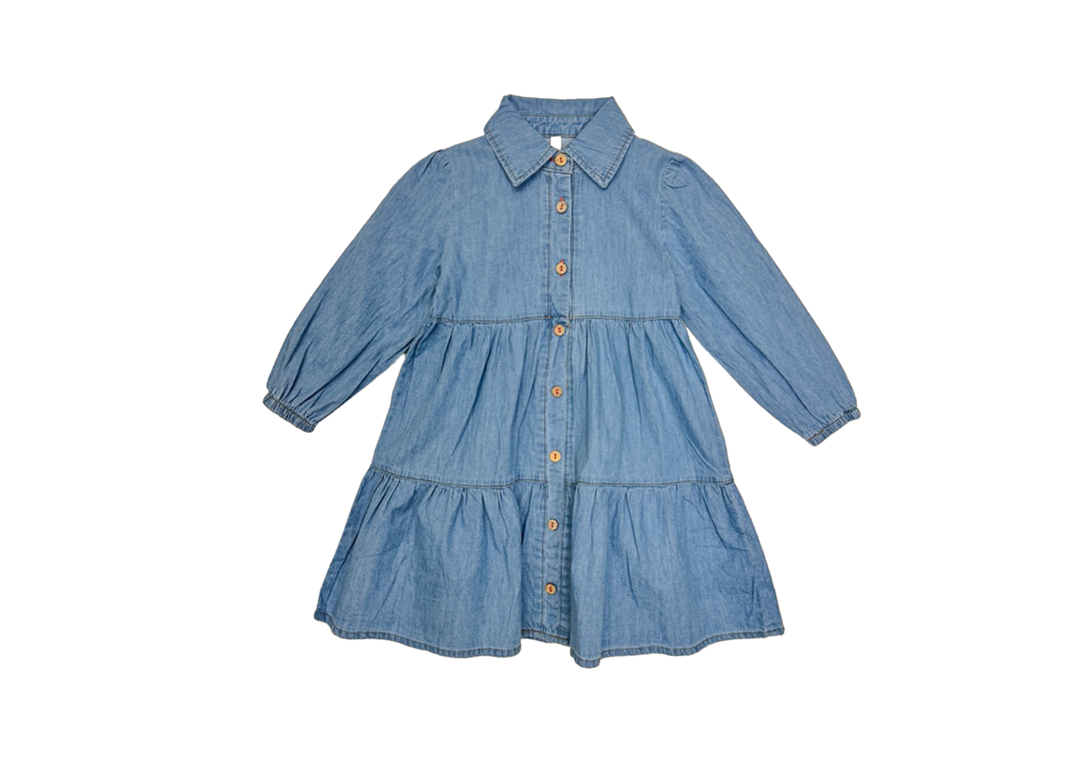 Denim Capsule Dress 3/4 Sleeves-Pink Wash