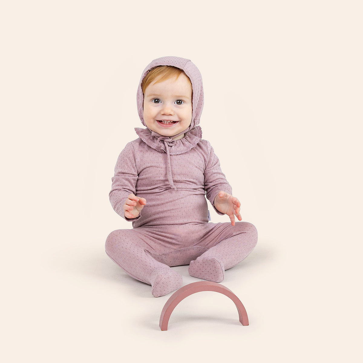 Fine Pointelle Ruffle Layette Set - Milk