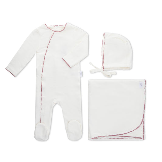 SCALLOPED TRIM LAYETTE SET - WHITE FL2722-S