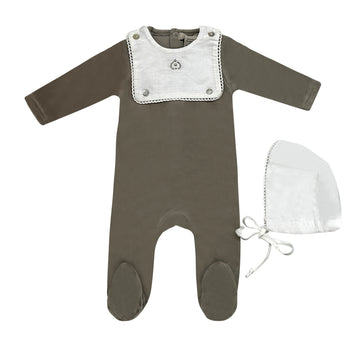 LINEN BIB LAYETTE - STONE L1795