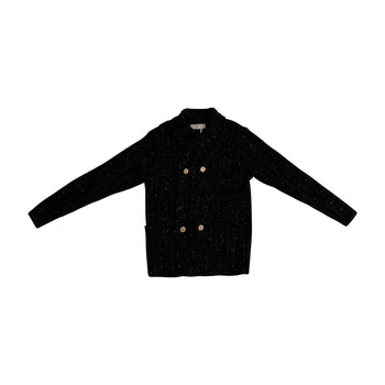 RIBBED CREW CARDIGAN - BLACK T1594-