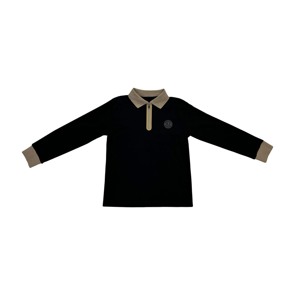 BOYS_RUGBY_SOLID_BLACK_SHIRT_COTTON_THE_CASUAL_PLACE