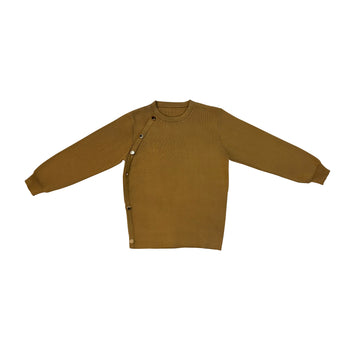 BUTTONED CREW SWEATER - CAMEL T1592