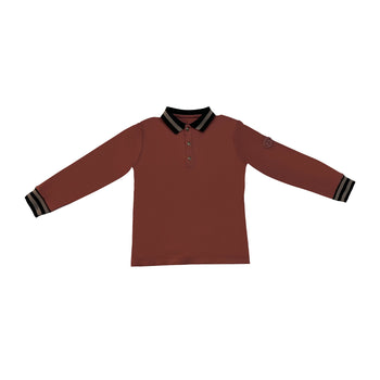 BOYS_POLO_SHIRT_STRIPED_RIBBED_TRIM_RUST_THE_CASUAL_PLACE