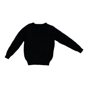 CABLE CREW SWEATER - BLACK T1593-