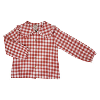 CORAL GINGHAM BLOUSE  B2162