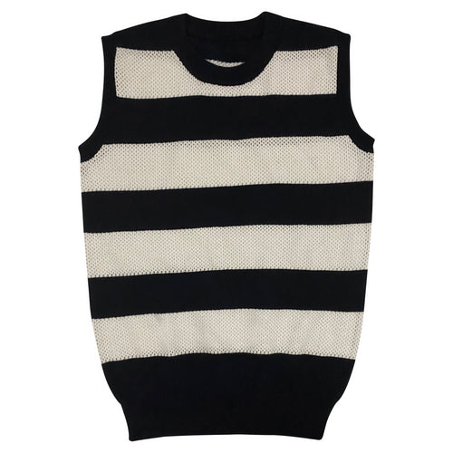 BLACK STRIPED MESH VEST T1462 – TheCasualPlace