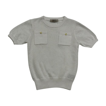 POCKET SS SWEATER - WHITE T1181