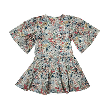 MIXED FLORAL DRESS - BEIGE B2383